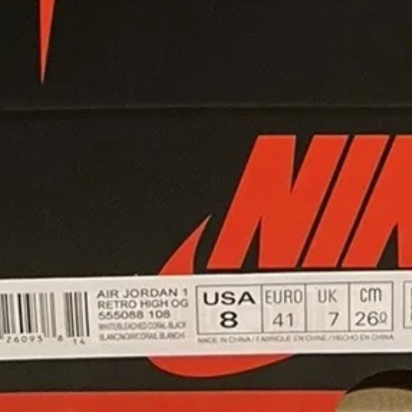 Air Jordan 1 High OG White Black Bleached Coral Stage Haze 555088-108 Size 8 Men - Picture 3 of 5